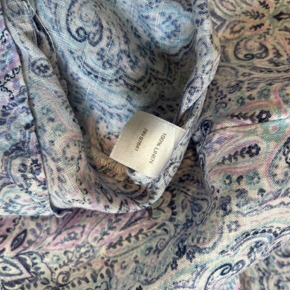 J. Jill Love Linen Essentials Button Down Shirt with Blue Purple Paisley Size M - Picture 7 of 7